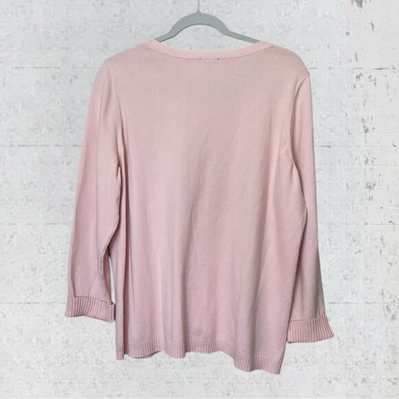 Talbots Woman’s Plus Petite 2X Sweater Pale Pink Cotton Modal Long Sleeve - Picture 2 of 8
